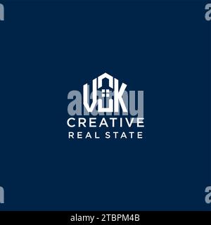 Initial Letter VK Monogramm Logo mit abstrakter Hausform, einfache und moderne Immobilien Logo Design Vektorgrafik Stock Vektor