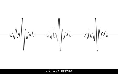 Herzschlag eine Linie. Durchgehende Linien Herzschläge zeichnen. Kurvenimpuls. Art Heartbeat-Wellen. Kardiogramm mit Handzeichnung. Umreißen von Mensch. Bearbeitbare schwarze Kontur Stock Vektor