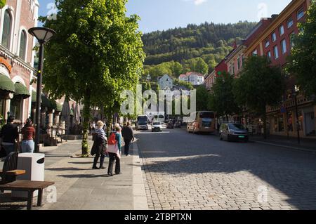 Beginn der Seilbahnfahrt zum Mount Floyen, Bergen, Vestland County, Norwegen Stockfoto