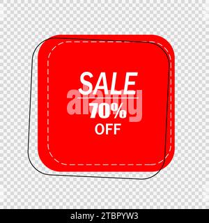 Isoliertes Preisschild, ein quadratischer Rabattaufkleber auf transparentem Hintergrund. Stock Vektor