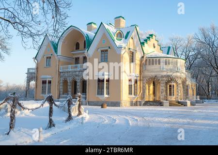 PETRODVORES, RUSSLAND - 07. DEZEMBER 2023: Palace Cottage an einem sonnigen Dezembertag. Alexandria Park, Peterhof Stockfoto