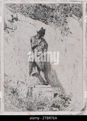 Meditation: Ein Mann, der auf einer Stufe an einer Mauer steht 1919 von Mariano Fortuny, 18381874 Stockfoto