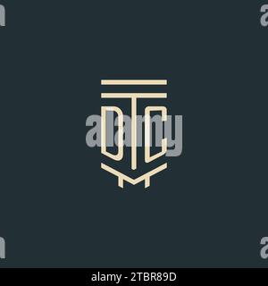 DC Initial Monogramm mit einfachen Design-Ideen für Line-Art-Säulen-Logos Stock Vektor