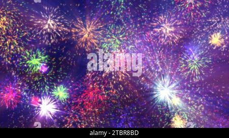 Feuerwerk Farbe Licht Illustration isoliert auf schwarzem Hintergrund Stockfoto