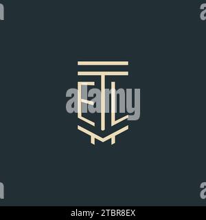 EL Initial Monogramm mit einfachen Design-Ideen für Line-Art-Säulen-Logos Stock Vektor