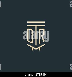 DR-Initialmonogramm mit einfachen Design-Ideen für Line Art-Säulen-Logos Stock Vektor