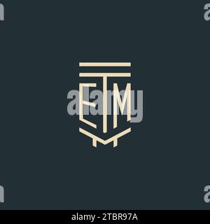 EM-Initialmonogramm mit einfachen Design-Ideen für Line Art-Säulen-Logos Stock Vektor