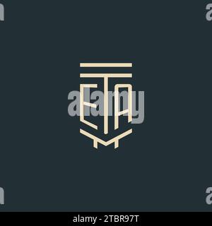 EA Initial Monogramm mit einfachen Design-Ideen für Line-Art-Säulen-Logos Stock Vektor