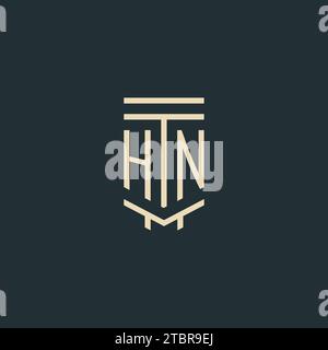 HN Initial Monogramm mit einfachen Design-Ideen für Line-Art-Säulen-Logos Stock Vektor
