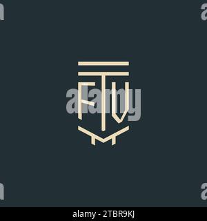 FV-Initialmonogramm mit einfachen Design-Ideen für Line-Art-Säulen-Logos Stock Vektor