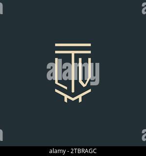LV Initial Monogramm mit einfachen Design-Ideen für Line Art Säulen-Logos Stock Vektor