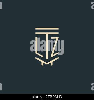 LZ Initial Monogramm mit einfachen Design-Ideen für Line-Art-Säulen-Logos Stock Vektor