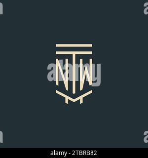 NW-Initialmonogramm mit einfachen Design-Ideen für Line-Art-Säulen-Logos Stock Vektor