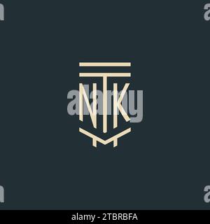 NK Initial Monogramm mit einfachen Design-Ideen für Line Art Säulen-Logos Stock Vektor
