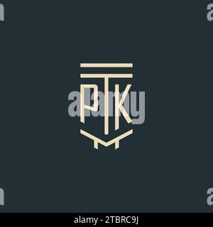 PK Initial Monogramm mit einfachen Design-Ideen für Line Art Säulen-Logos Stock Vektor
