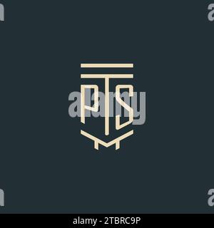 PS Initial Monogramm mit einfachen Design-Ideen für Line-Art-Säulen-Logos Stock Vektor