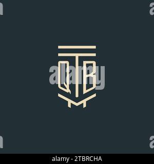 QB-Initialmonogramm mit einfachen Design-Ideen für Line-Art-Säulen-Logos Stock Vektor