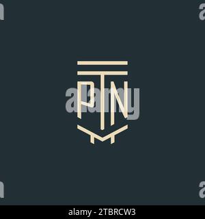 PN Initial Monogramm mit einfachen Design-Ideen für Line-Art-Säulen-Logos Stock Vektor