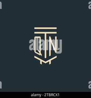 QN Initial Monogramm mit einfachen Design-Ideen für Line-Art-Säulen-Logos Stock Vektor