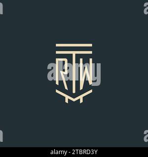 RW-Initialmonogramm mit einfachen Design-Ideen für Line-Art-Säulen-Logos Stock Vektor