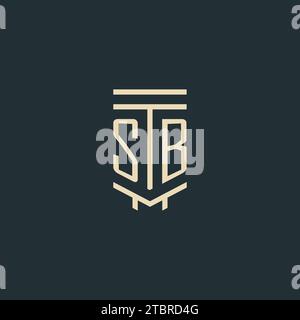 SB Initial Monogramm mit einfachen Design-Ideen für Line Art Säulen-Logos Stock Vektor