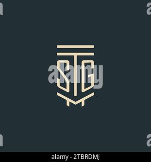 SG-Initialmonogramm mit einfachen Design-Ideen für Line Art-Säulen-Logos Stock Vektor