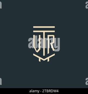VR-Initialmonogramm mit einfachen Design-Ideen für Line-Art-Säulen-Logos Stock Vektor
