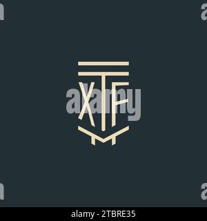 XF Initial Monogramm mit einfachen Design-Ideen für Line-Art-Säulen-Logos Stock Vektor