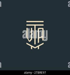 VA Initial Monogramm mit einfachen Design-Ideen für Line-Art-Säulen-Logos Stock Vektor