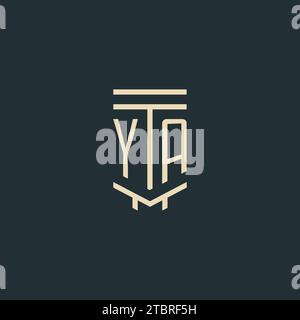 YA Initial Monogramm mit einfachen Design-Ideen für Linien-Art-Säulen-Logos Stock Vektor