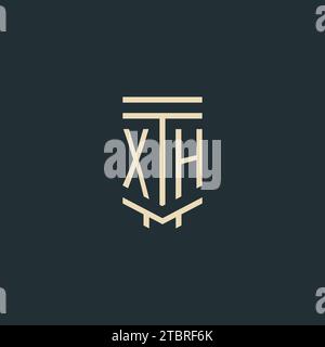 XH-Initialmonogramm mit einfachen Design-Ideen für Line-Art-Säulen-Logos Stock Vektor