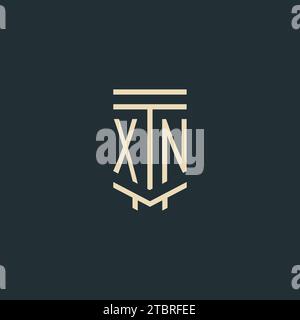 XN Initial Monogramm mit einfachen Design-Ideen für Line Art Säulen-Logos Stock Vektor