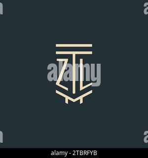ZL Anfangsmonogramm mit einfachen Design-Ideen für Line Art Säulen-Logos Stock Vektor