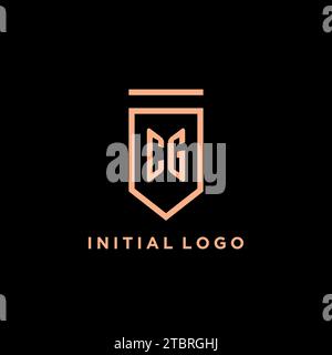 CG Monogramm Initial mit Schild Logo Symbol Vektorgrafik Stock Vektor