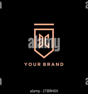 DC-Monogramm Initial mit Shield-Logo-Symbol-Vektorgrafik Stock Vektor