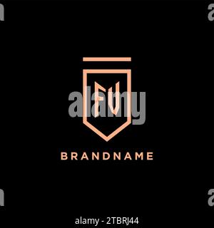 FV Monogramm Initial mit Schild Logo Design Symbol Vektorgrafik Stock Vektor