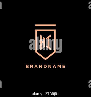 HI Monogramm Initial mit Schildlogo Symbol Vektorgrafik Stock Vektor