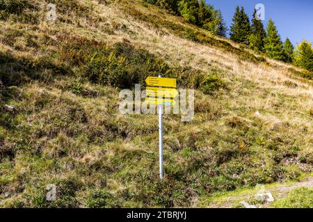 Wegweiser, Wanderweg, Hochalm, Rauris, Rauristal, Pinzgau, Salzburger Land, Österreich Stockfoto