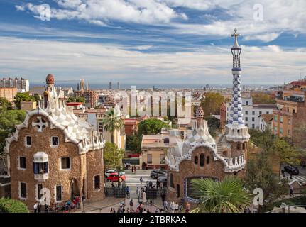 Spanien, Katalonien, Barcelona, Parc Güell, Gaudi Stockfoto