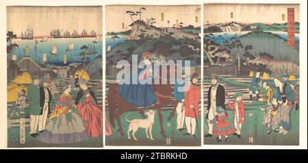Ausländer, die die berühmte Stätte des Mt. Gongen in Kanagawa 2007 von Utagawa Yoshikazu Stockfoto