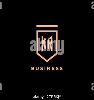KR Monogramm Initial mit Schild Logo Symbol Vektorgrafik Stock Vektor