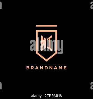 MI Monogramm Initial mit Schild Logo Symbol Vektorgrafik Stock Vektor