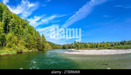 Deutschland, Bayern, Tölzer Land, Egling, Landkreis Aumühle, Isartal, Loisachmündung Stockfoto