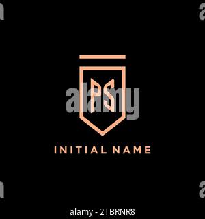 PS-Monogramm Initial mit Schildlogo-Symbol-Vektorgrafik Stock Vektor