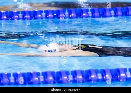 Giele Tessa aus den Niederlanden beim 50-m-Rückschlag-Finale der Frauen bei den LEN Kurzkurs-Europameisterschaften 2023 am 8. Dezember 2023 in Otopeni, Rumänien - Foto Mihnea Tatu/Lightspeed Images/DPPI Credit: DPPI Media/Alamy Live News Stockfoto