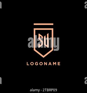 SU Monogramm Initial mit Schild Logo Symbol Vektorgrafik Stock Vektor