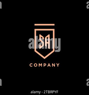 SA Monogramm Initial mit Schild Logo Symbol Vektorgrafik Stock Vektor
