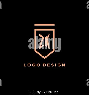 ZK Monogramm Initial mit Schild Logo Symbol Vektorgrafik Stock Vektor