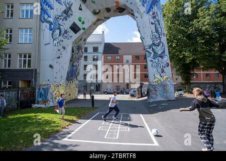 Boulderwand in Kopenhagen, Dänemark Stockfoto