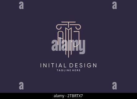 AJ-Logo Initial-Säulendesign mit luxuriösem, modernem Stil Bestes Design für Designideen von Anwaltskanzleien Stock Vektor